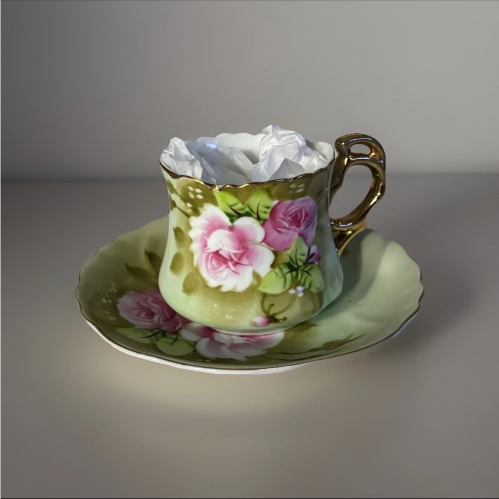 Lefton #3067 Hand painted Tea Cup & Saucer Set